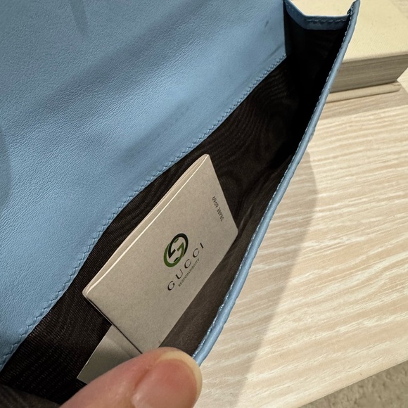 Gucci Light Blue Embossed Leather Wallet - Picture 4 of 8
